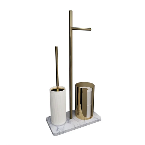 Toalettborste & Toalettpappershållare Luxup Vit-Guld
